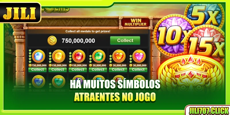 Há muitos símbolos atraentes no jogo.