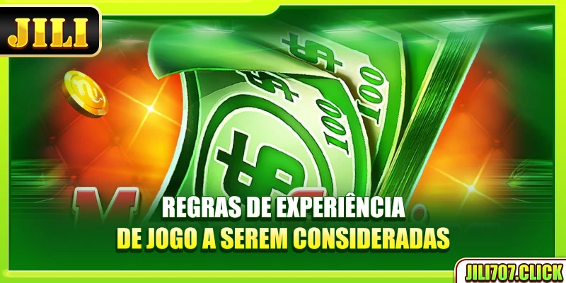 Regras de experiência de jogo a serem consideradas